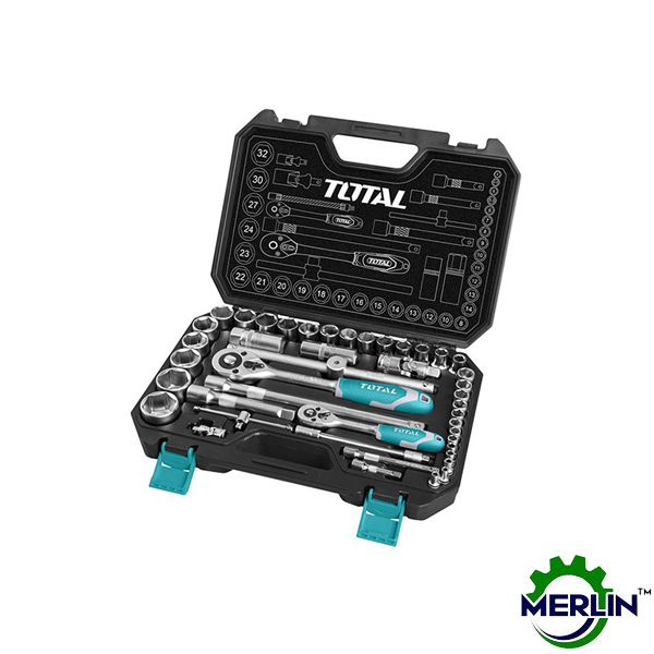 TOTAL 44 pcs 1/4″ + 1/2″ Socket Set